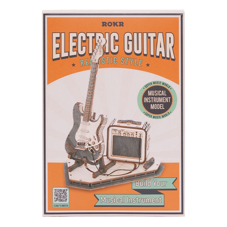 ROKR Electric Guitar 3D Wooden Puzzle Model Kit by Snaps - 140 Pieces