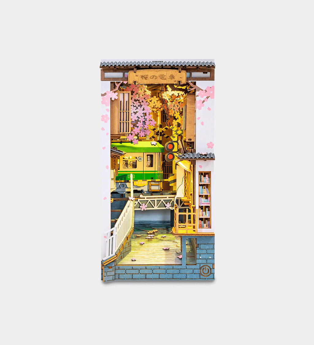 Rolife Sakura Densya DIY Book Nook Kit | 3D Wooden Miniature Diorama
