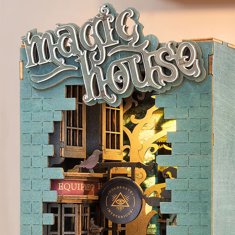 Rolife Magic House DIY Book Nook Kit - 3D Wooden Puzzle Shelf Insert