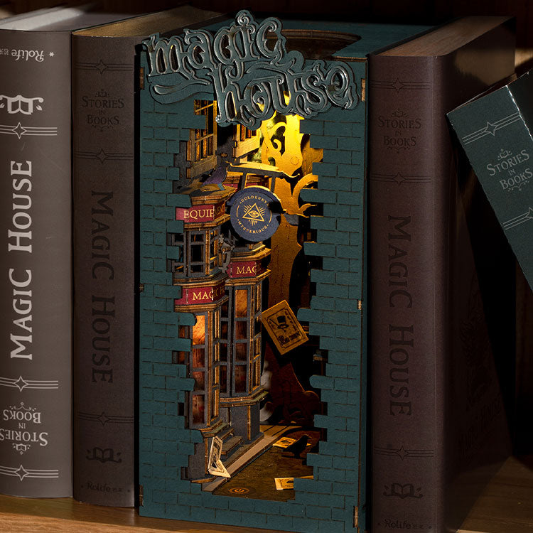 Rolife Magic House DIY Book Nook Kit - 3D Wooden Puzzle Shelf Insert