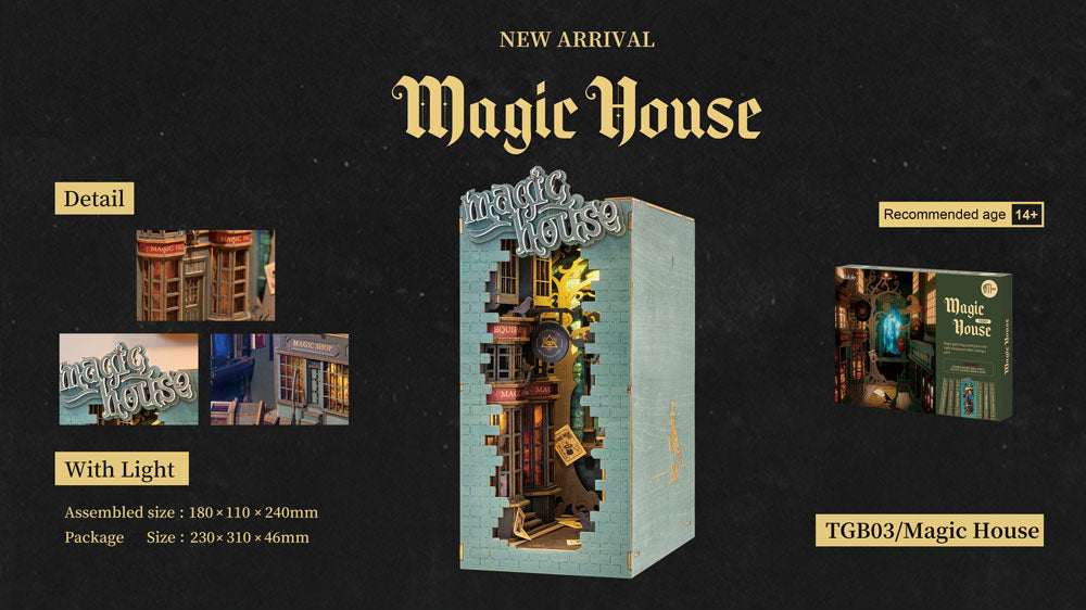 Rolife Magic House DIY Book Nook Kit - 3D Wooden Puzzle Shelf Insert