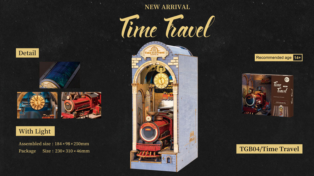 Rolife Time Travel DIY Book Nook Shelf Insert - 3D Wooden Miniature Kit