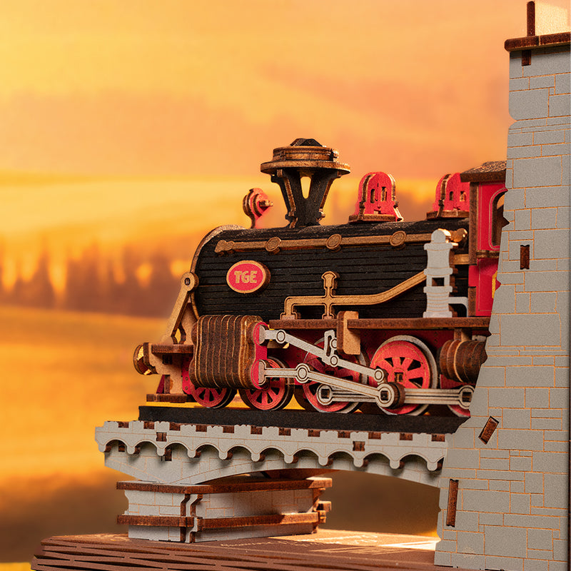 Rolife Century Train DIY Book Nook Kit – 3D Wooden Steam Train Puzzle