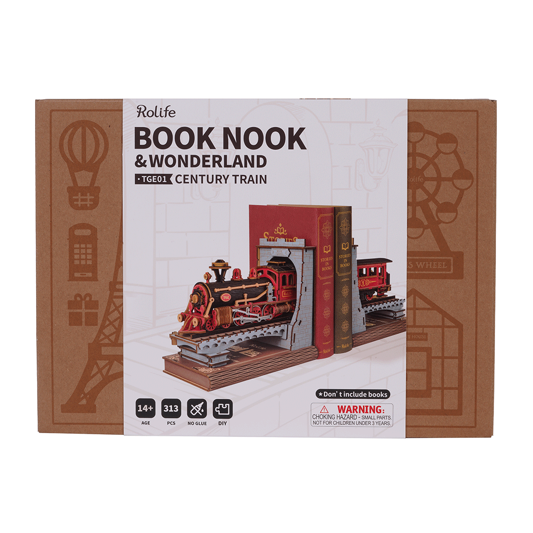 Rolife Century Train DIY Book Nook Kit – 3D Wooden Steam Train Puzzle