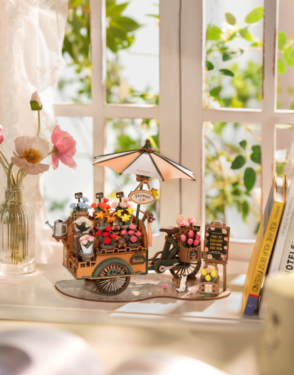 Snaps Blossom Cart 3D Wooden Puzzle - DIY Miniature Flower Cart Model