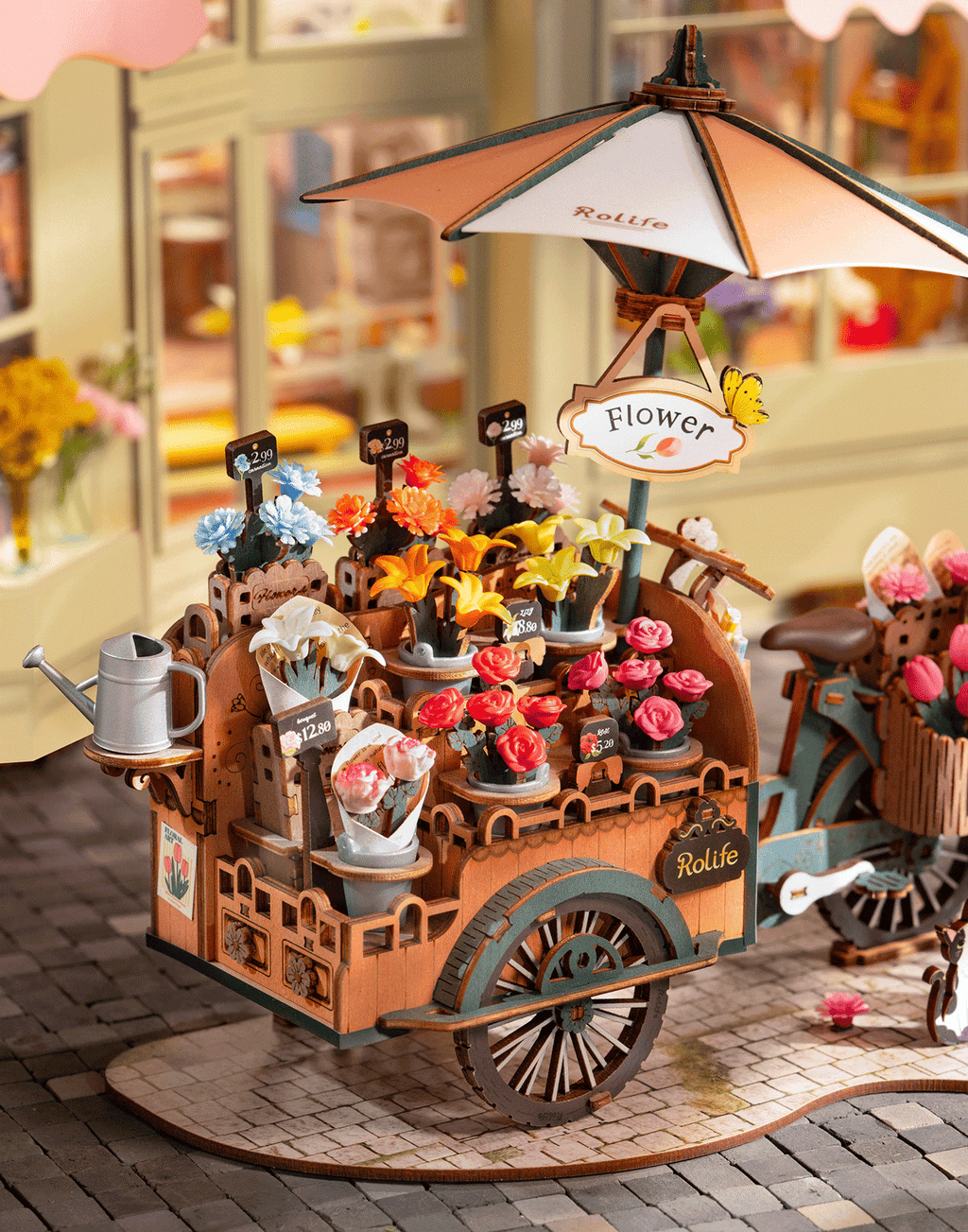 Snaps Blossom Cart 3D Wooden Puzzle - DIY Miniature Flower Cart Model