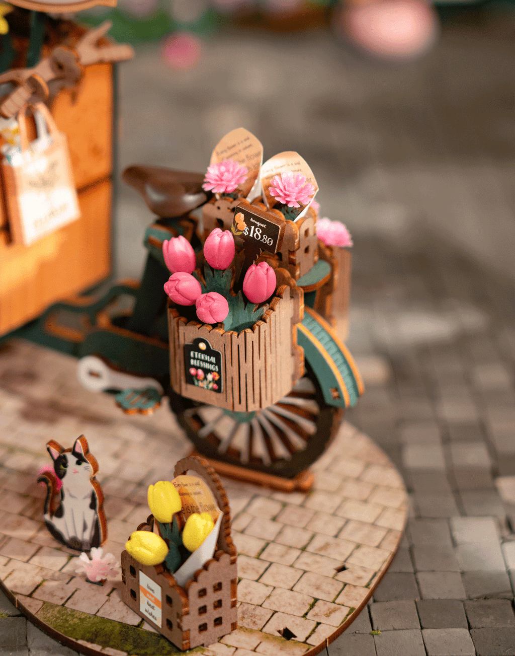 Snaps Blossom Cart 3D Wooden Puzzle - DIY Miniature Flower Cart Model