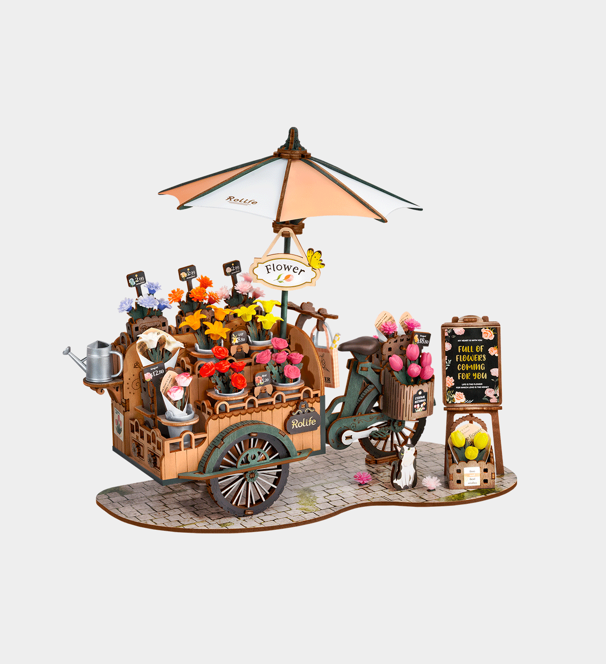 Snaps Blossom Cart 3D Wooden Puzzle - DIY Miniature Flower Cart Model