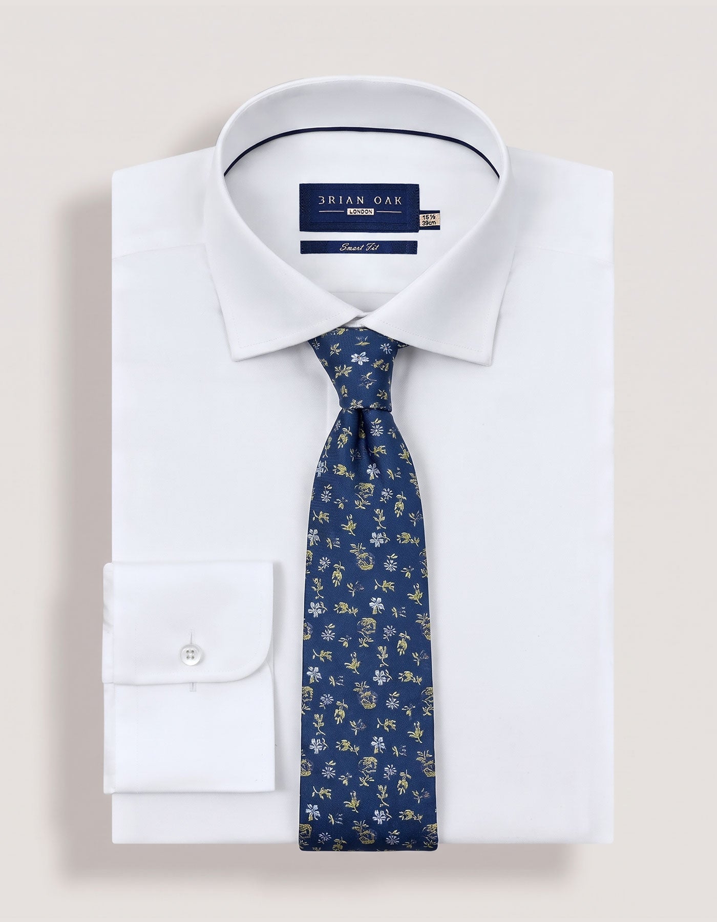 Navy and Golden Yellow Floral Silk Tie