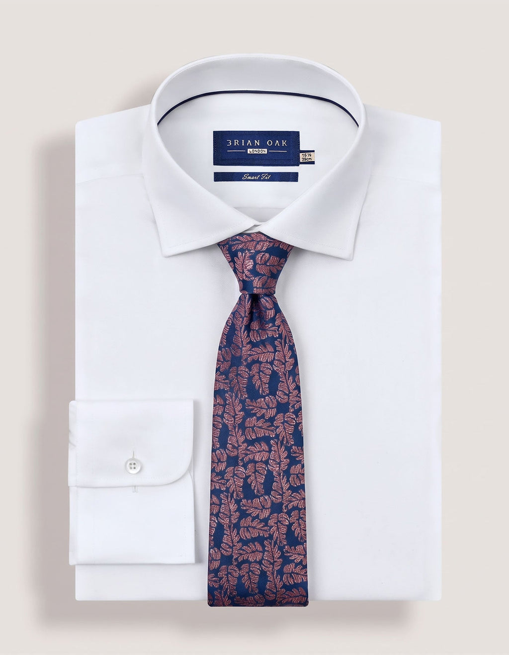 Copper and Navy Floral Print Tie