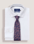 Copper and Navy Floral Print Tie
