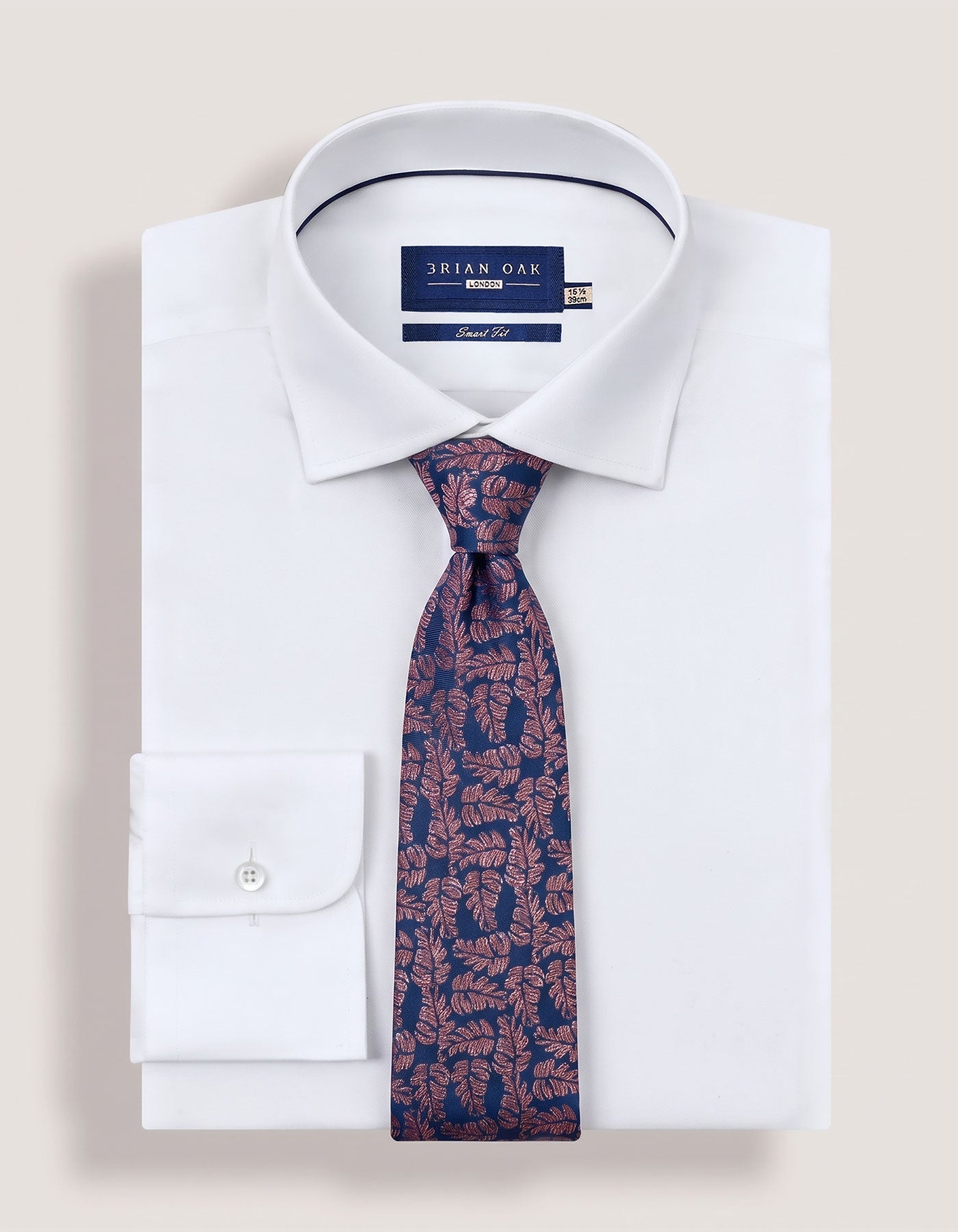 Copper and Navy Floral Print Tie