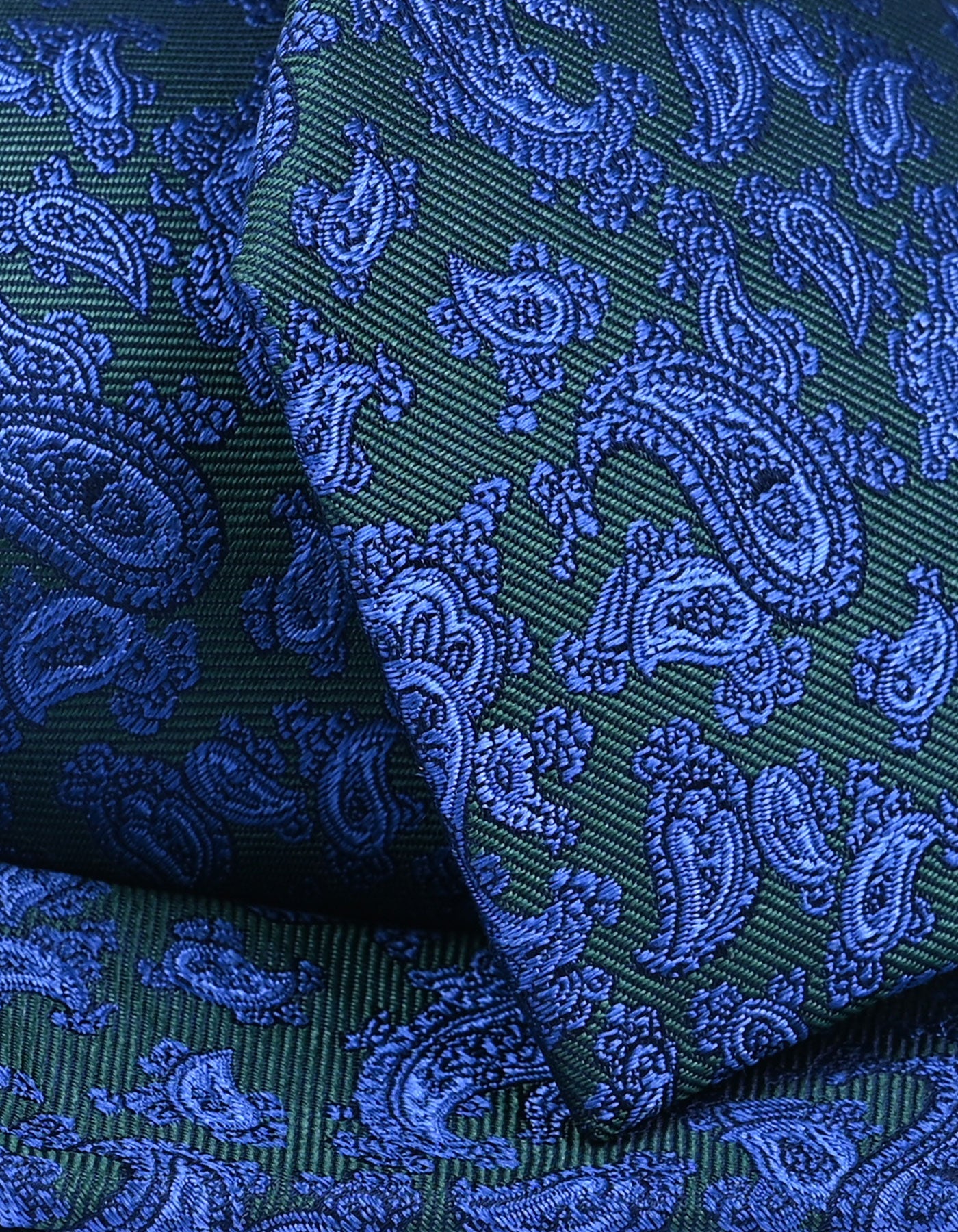Forest Green and Blue Paisley Silk Tie