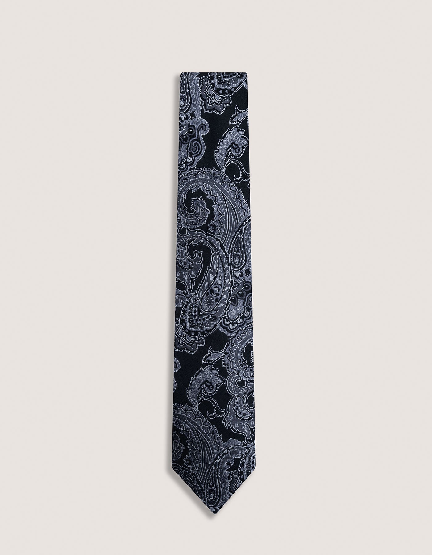 Smoke Grey Paisley Silk Tie