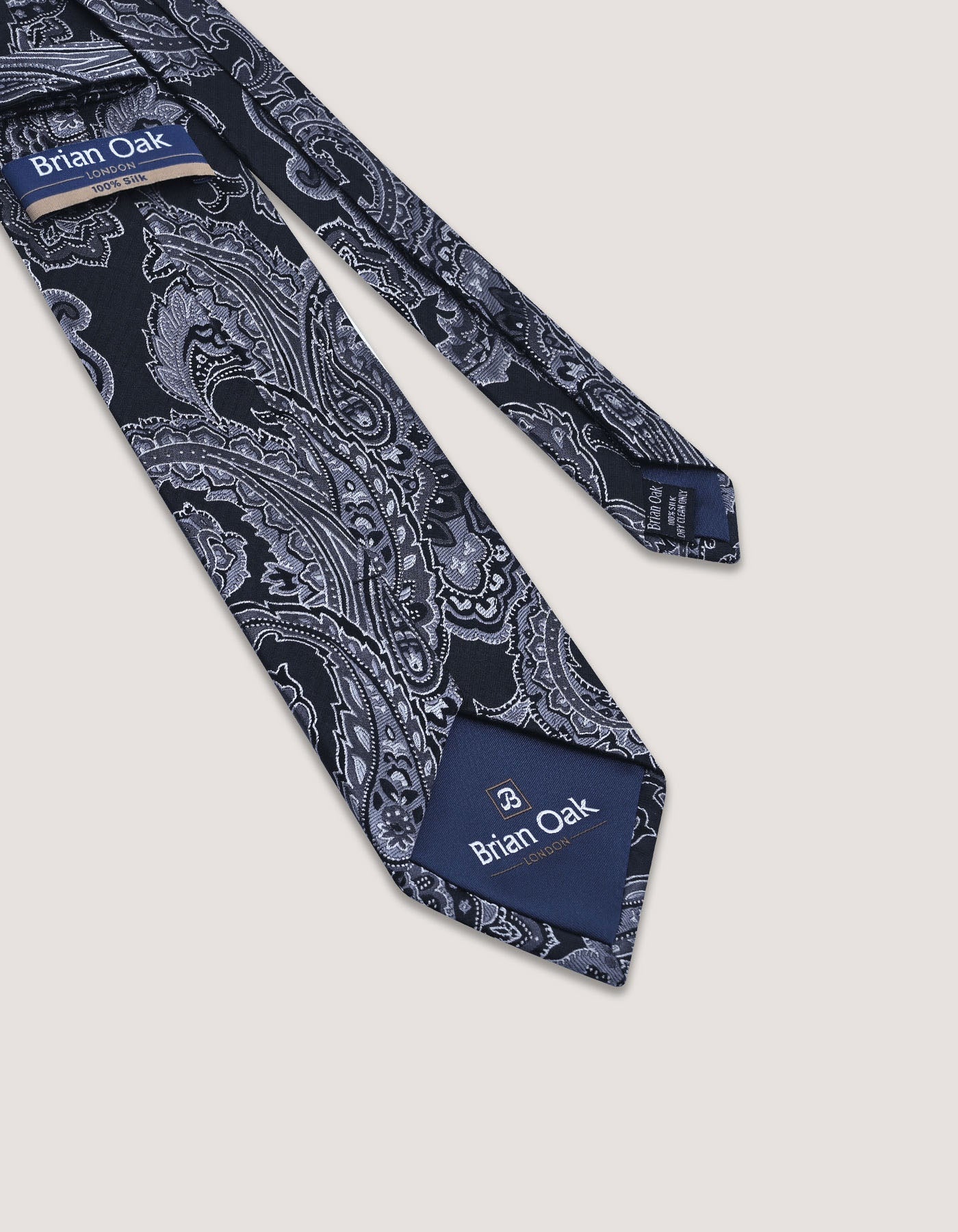 Smoke Grey Paisley Silk Tie