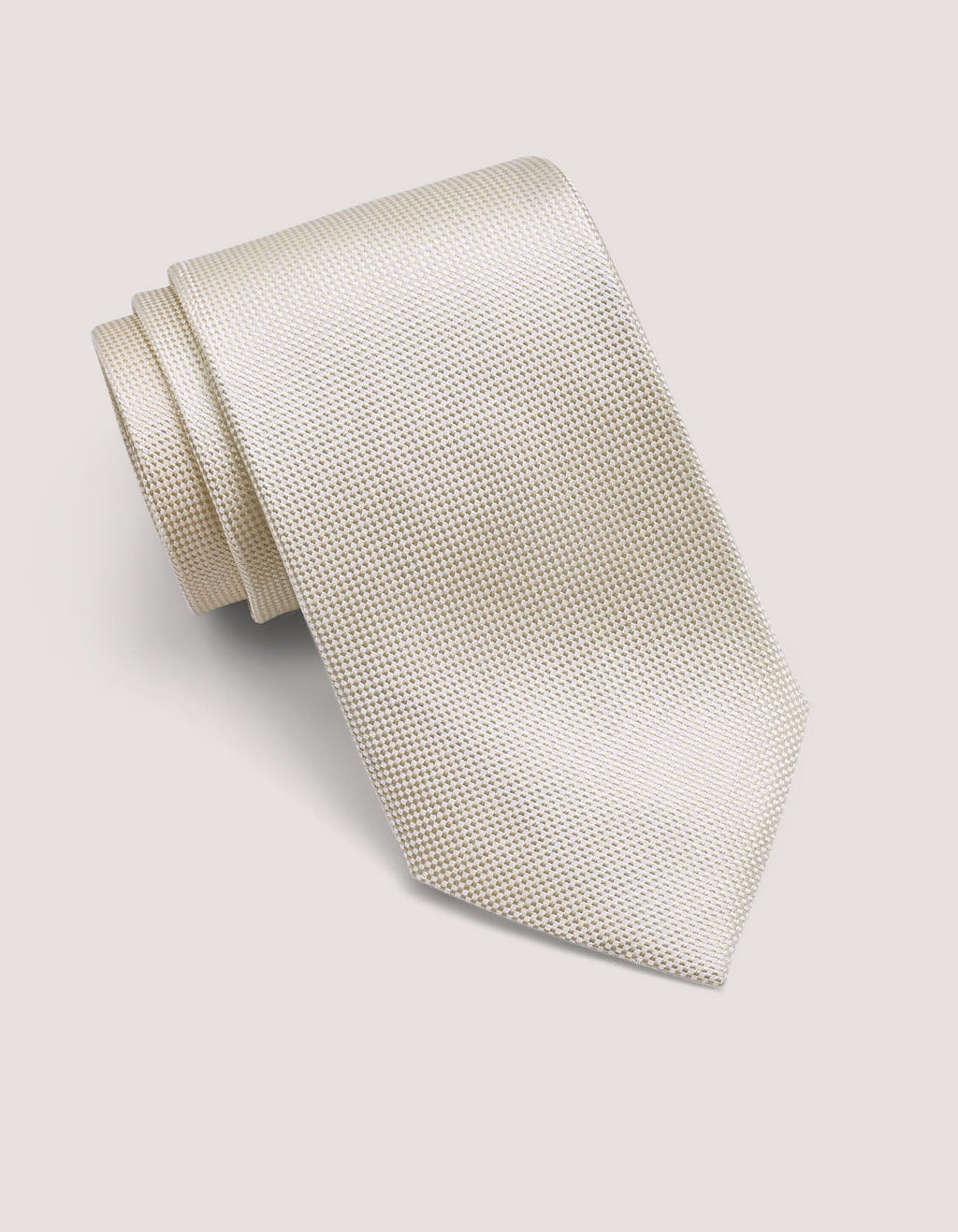 Self Printed Cream Silk Tie