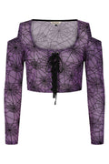 Banned Apparel Seraphina Purple Mesh Top – Spiderweb Gothic Crop Top