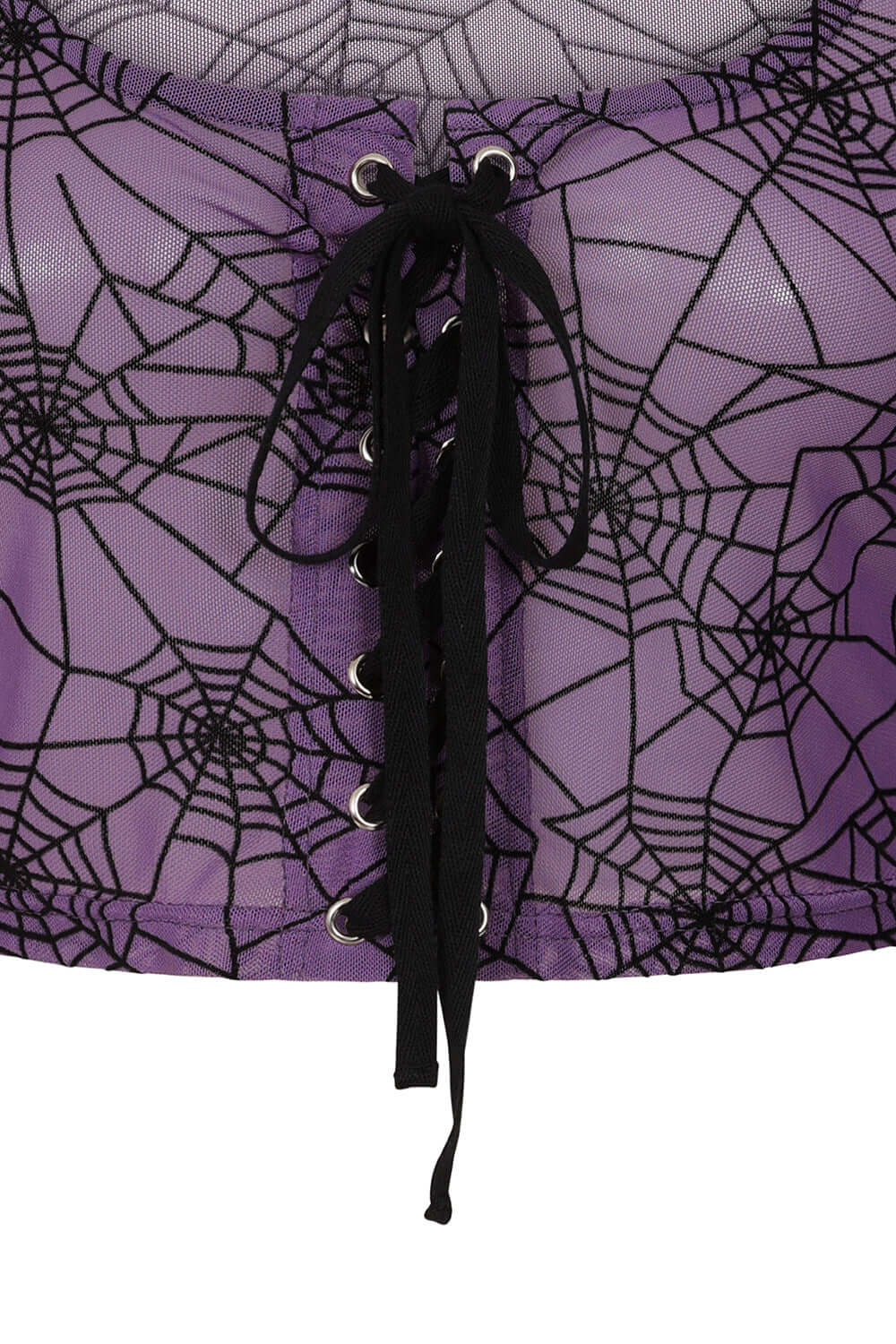 Banned Apparel Seraphina Purple Mesh Top – Spiderweb Gothic Crop Top