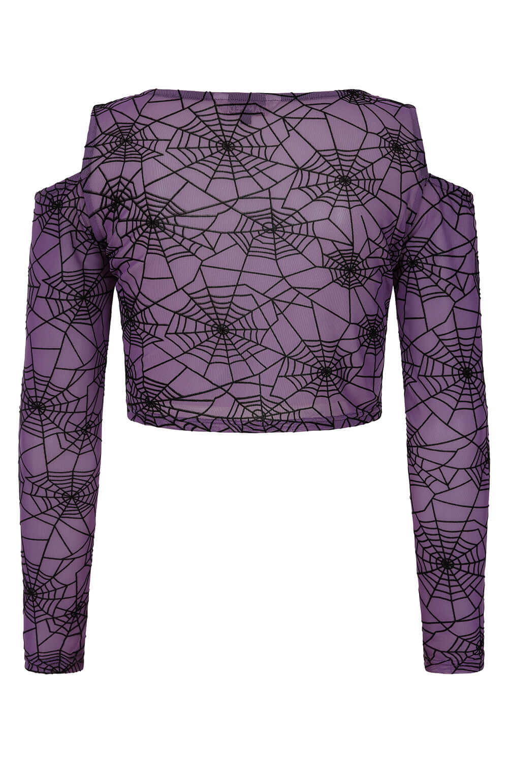 Banned Apparel Seraphina Purple Mesh Top – Spiderweb Gothic Crop Top