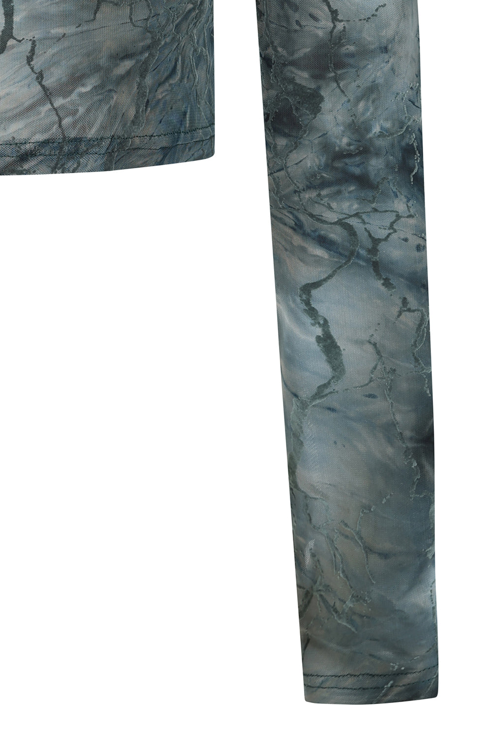Banned Apparel Dysnomia Grey Marble Mesh Crop Top with Thumbholes