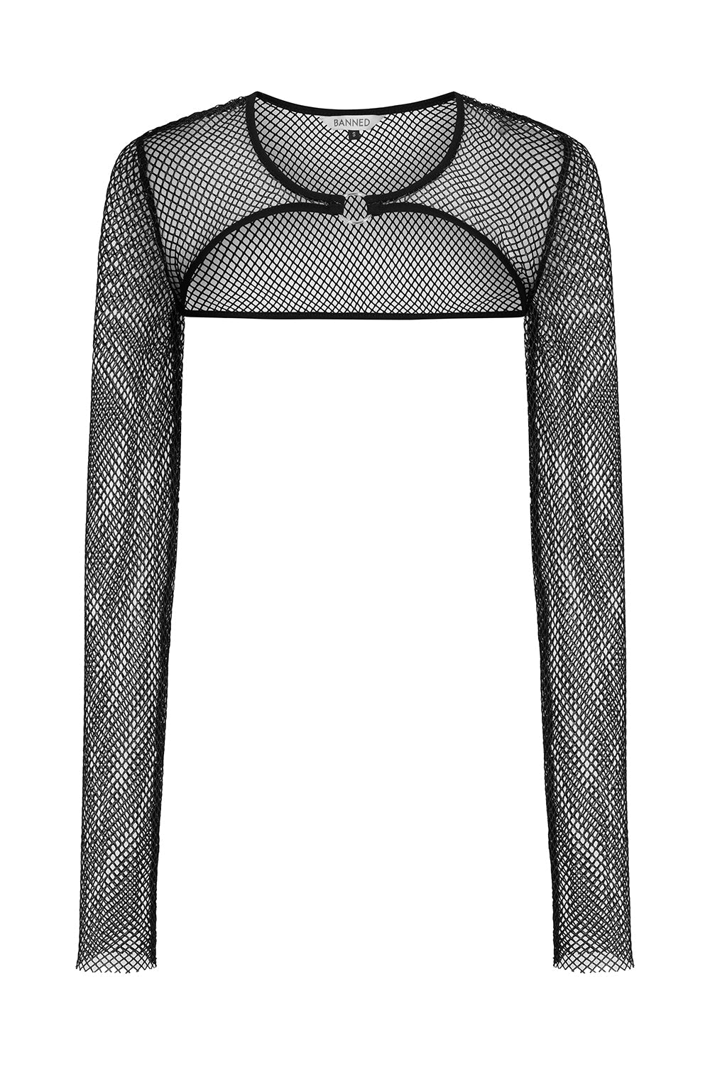 Banned Apparel Venus Metallic Fishnet Crop Top – Blue Black Gothic