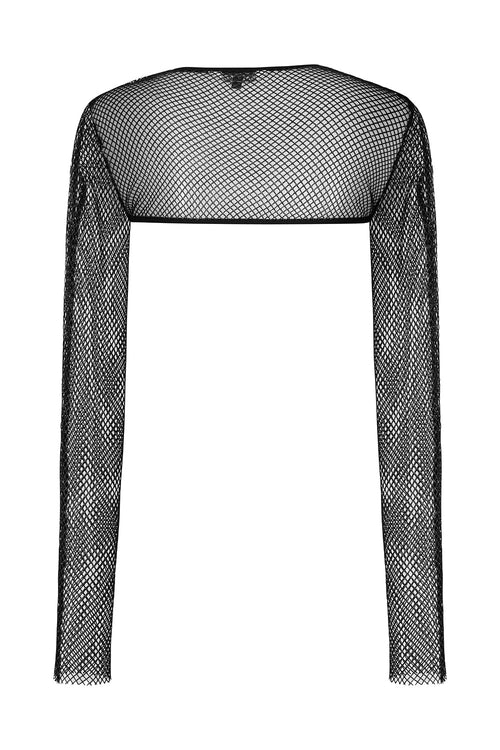 Banned Apparel Venus Metallic Fishnet Crop Top – Blue Black Gothic