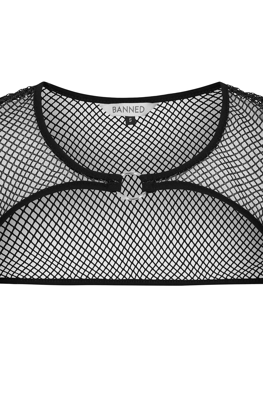 Banned Apparel Venus Metallic Fishnet Crop Top – Blue Black Gothic