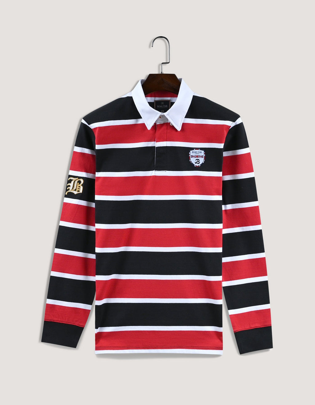 Black and Red Striped Rugby Shirt