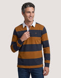 Men's Mustard & Navy Striped Rugby Shirt