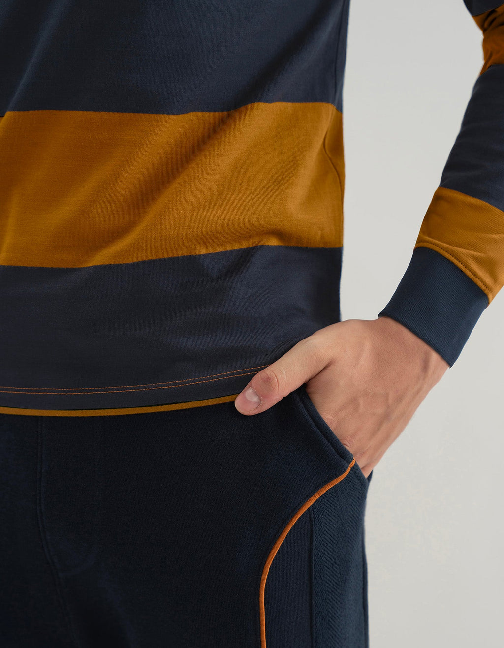 Mustard and Navy Striped Rugby Shirt