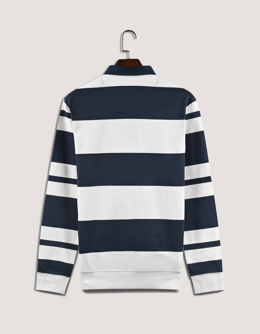 Navy and White Striped Rugby Shirt