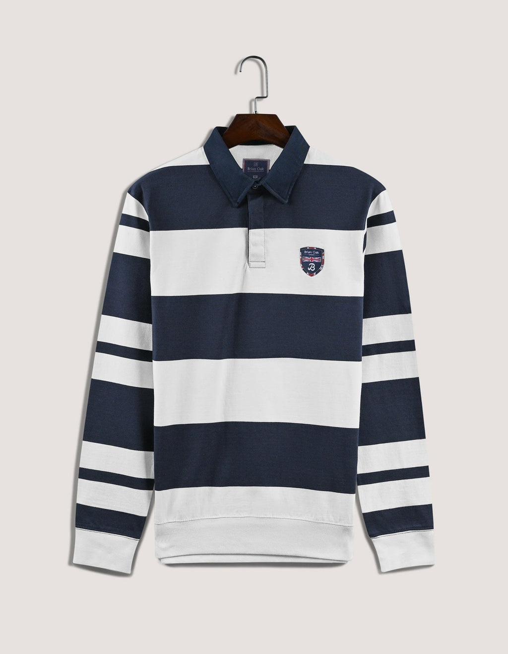 Navy and White Striped Rugby Shirt