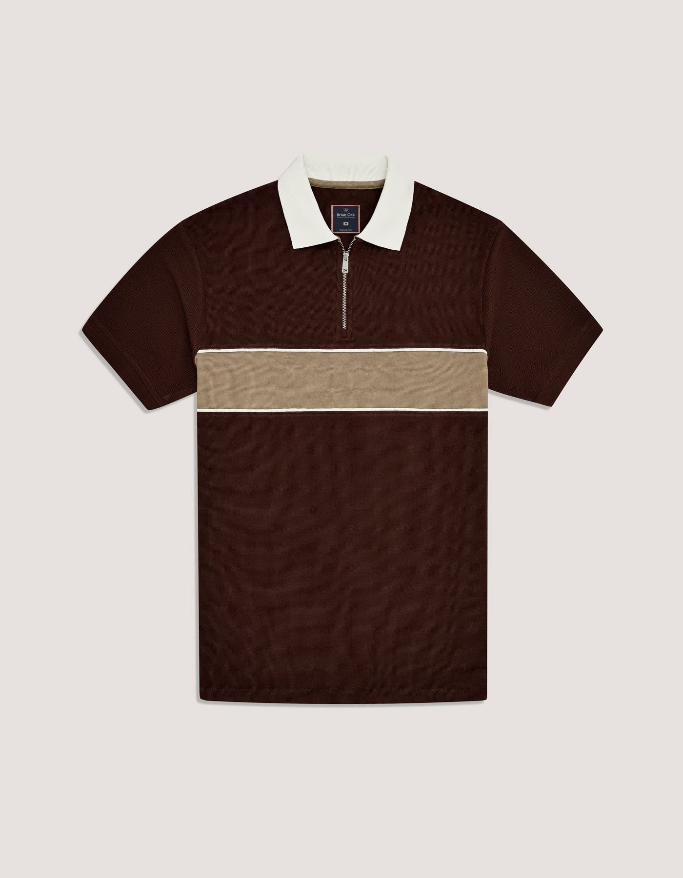 Brown Zip Neck Polo Shirt