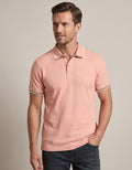 Pink Ribbed Cotton Polo Shirt
