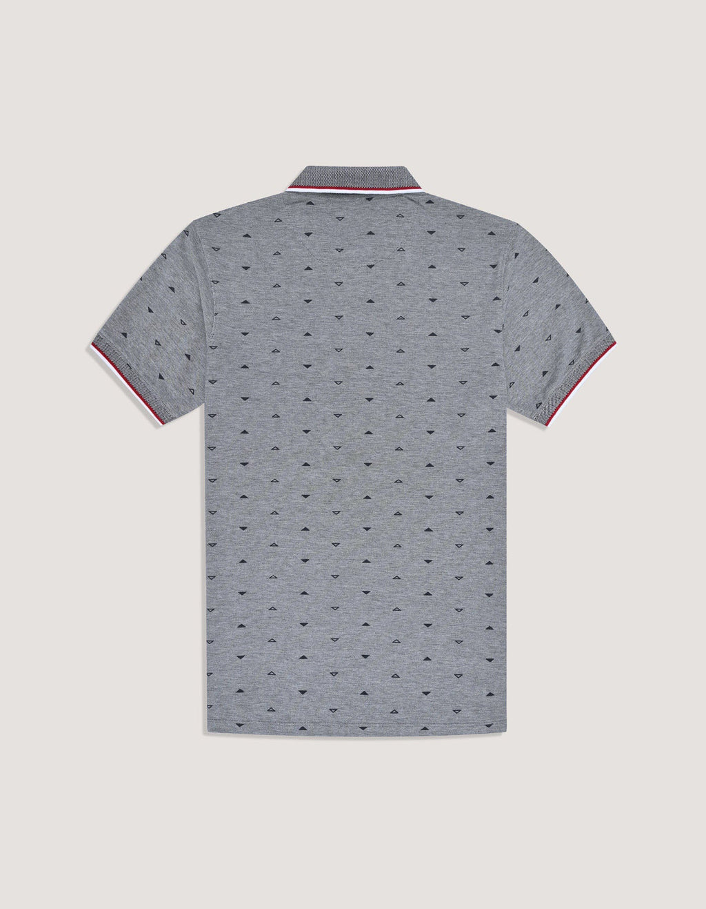 Navy Printed Cotton Polo Shirt