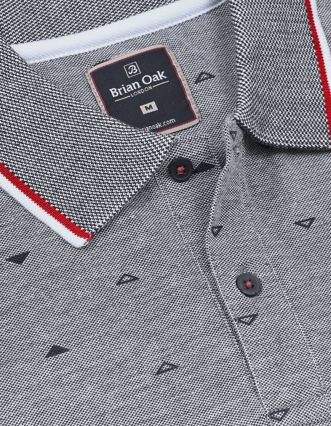 Navy Printed Cotton Polo Shirt