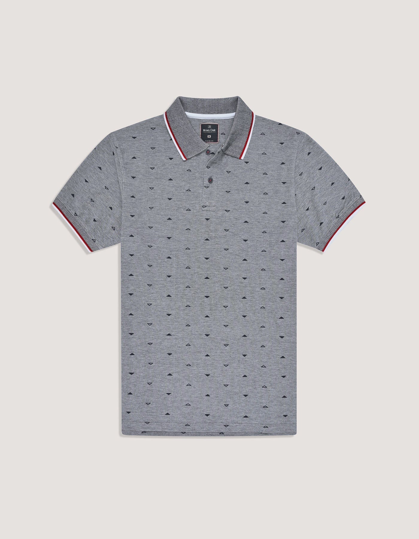 Navy Printed Cotton Polo Shirt
