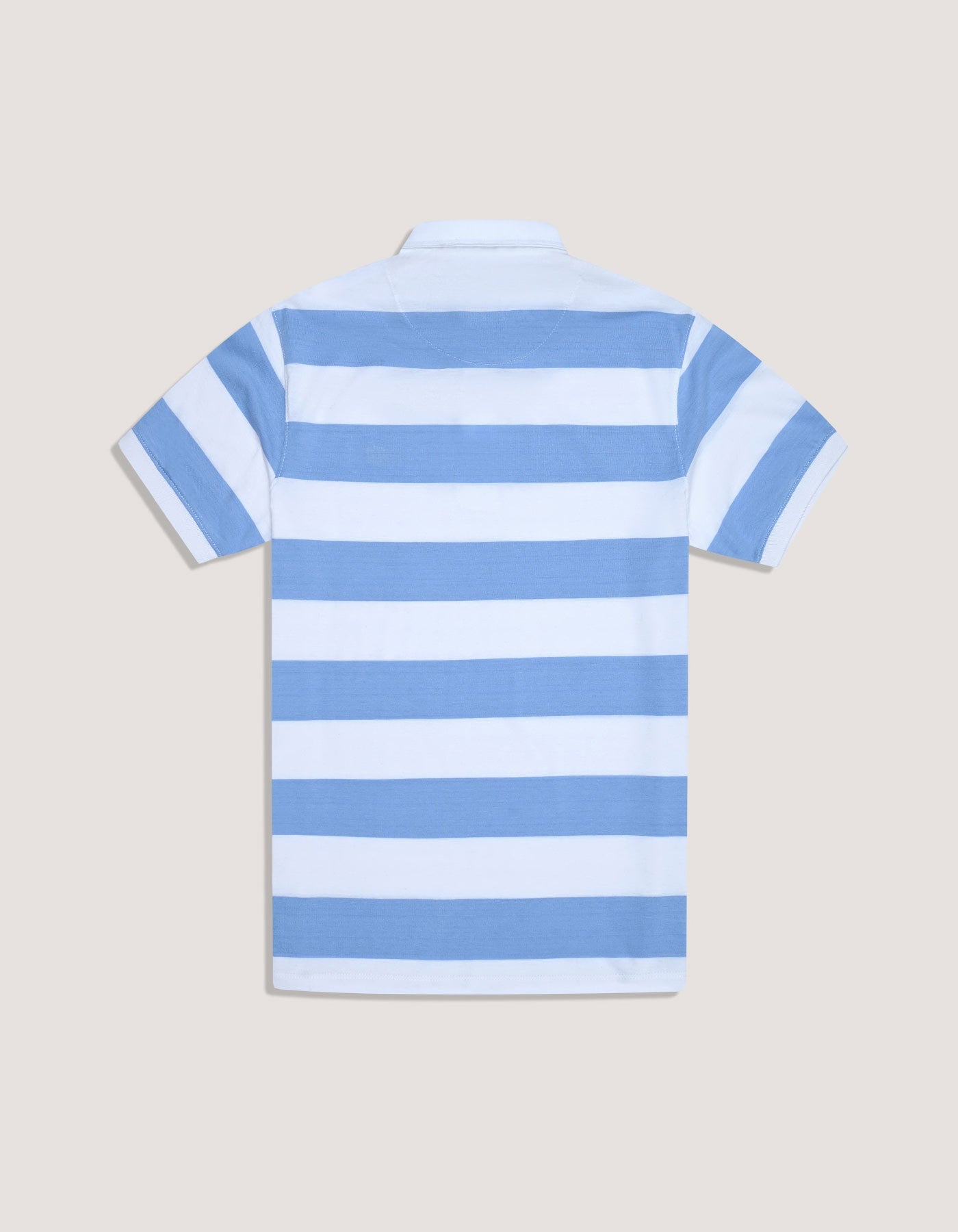Sky Striped Cotton Polo Shirt