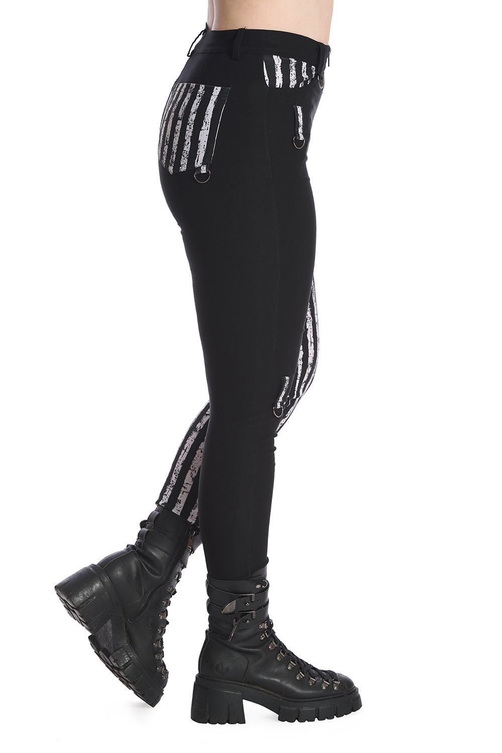 Banned Apparel Spooky Night Walks Black and White Striped Trousers