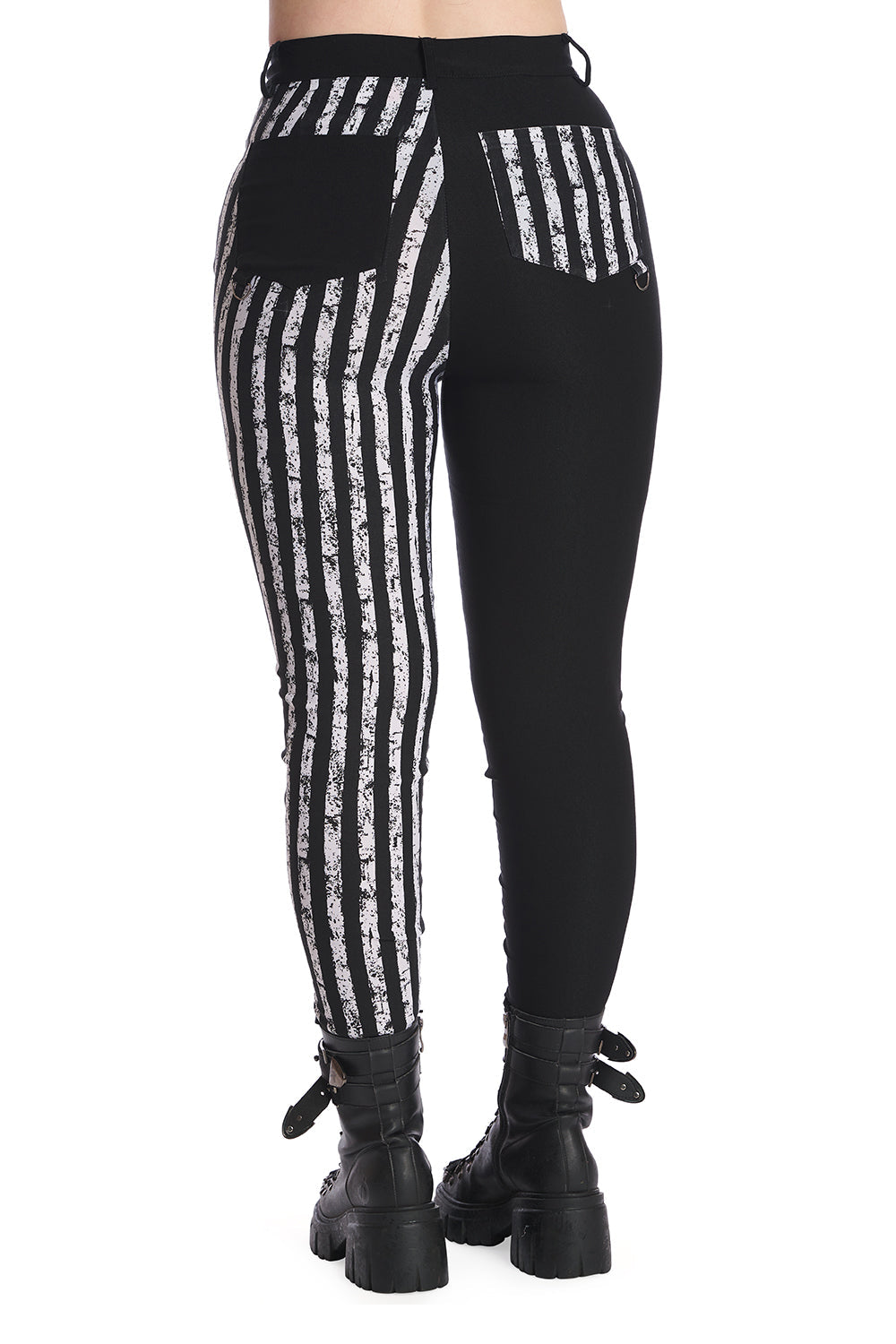 Banned Apparel Spooky Night Walks Black and White Striped Trousers