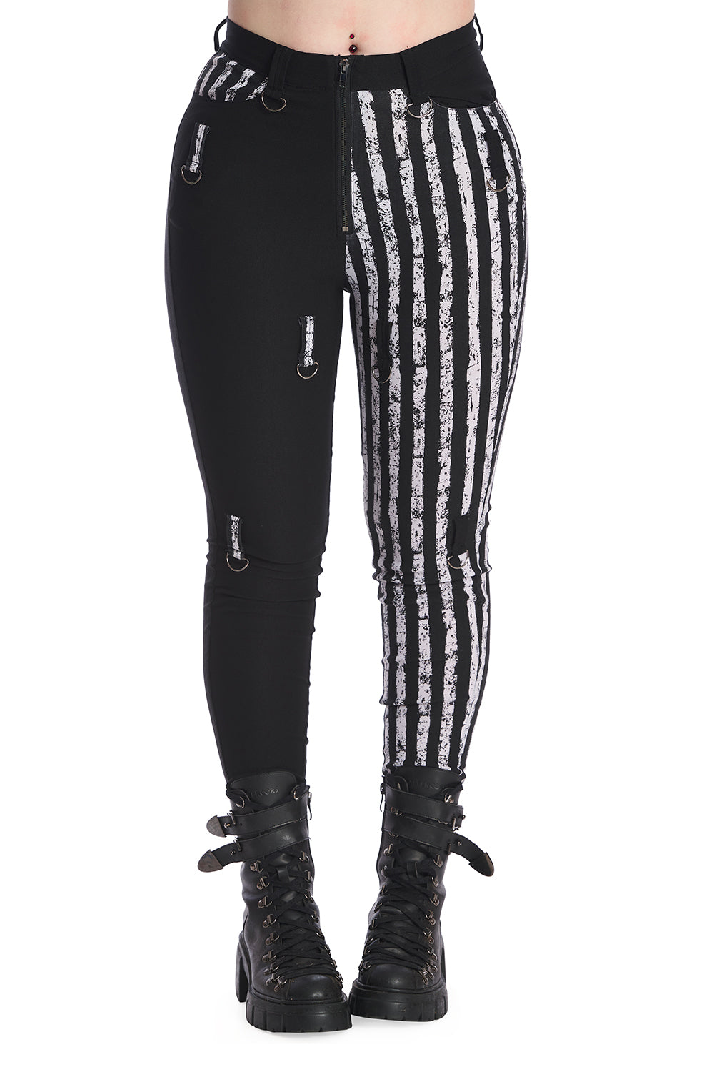 Banned Apparel Spooky Night Walks Black and White Striped Trousers