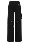 Banned Apparel Cinder Industrial Mesh Wide Leg Trousers – Black