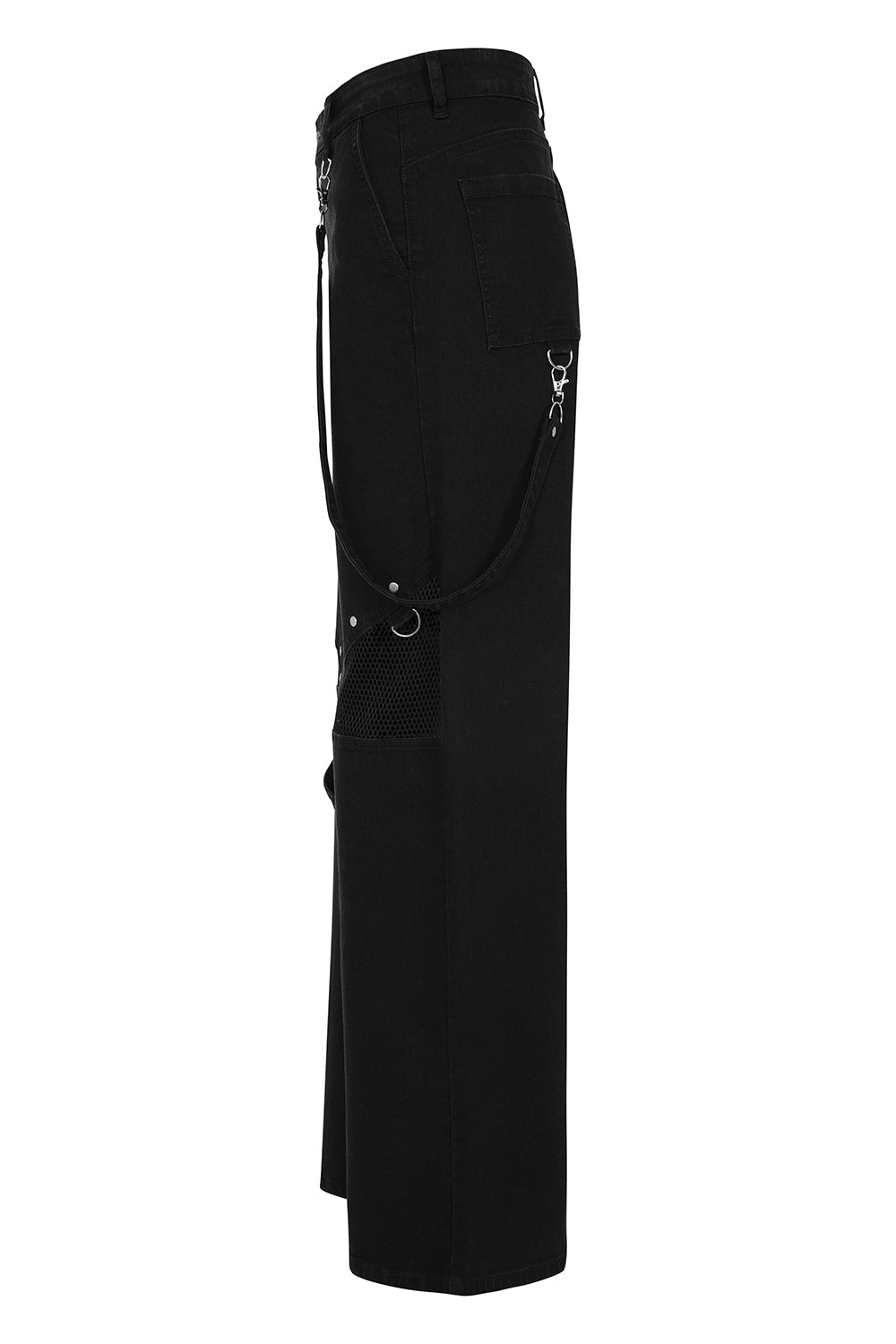 Banned Apparel Cinder Industrial Mesh Wide Leg Trousers – Black