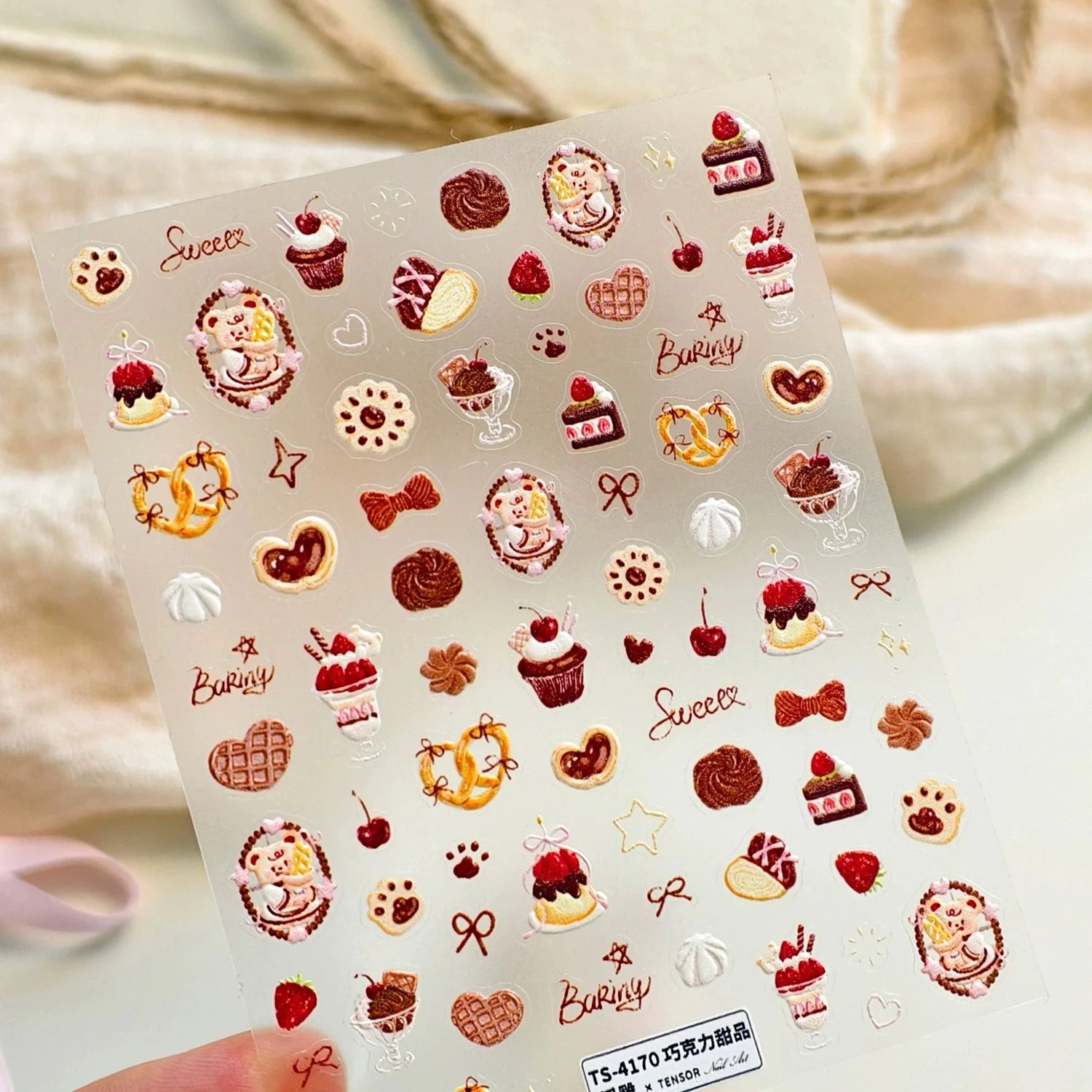 LuLuFun Studio Bear Desserts Nail Deco Stickers - DIY Nail Art Decals