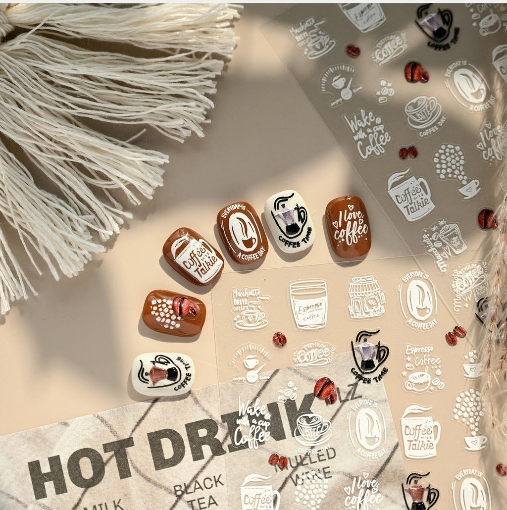 LuLuFun Studio Coffee Time Nail Art Stickers – DIY Manicure Decals