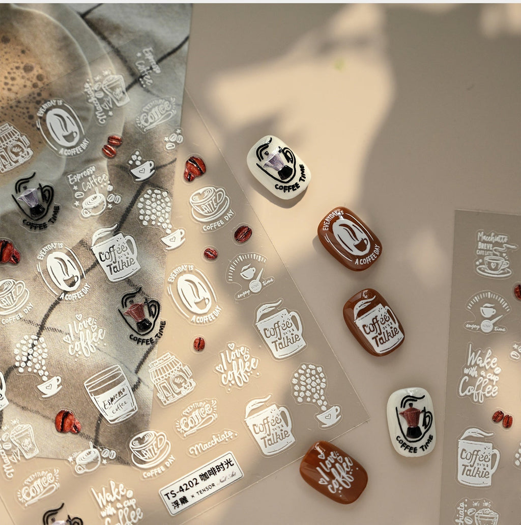 LuLuFun Studio Coffee Time Nail Art Stickers – DIY Manicure Decals