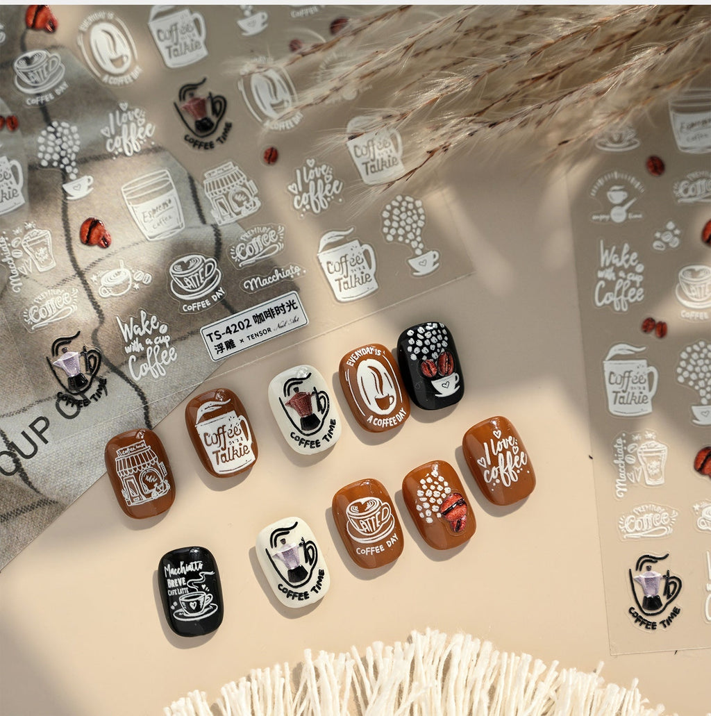LuLuFun Studio Coffee Time Nail Art Stickers – DIY Manicure Decals