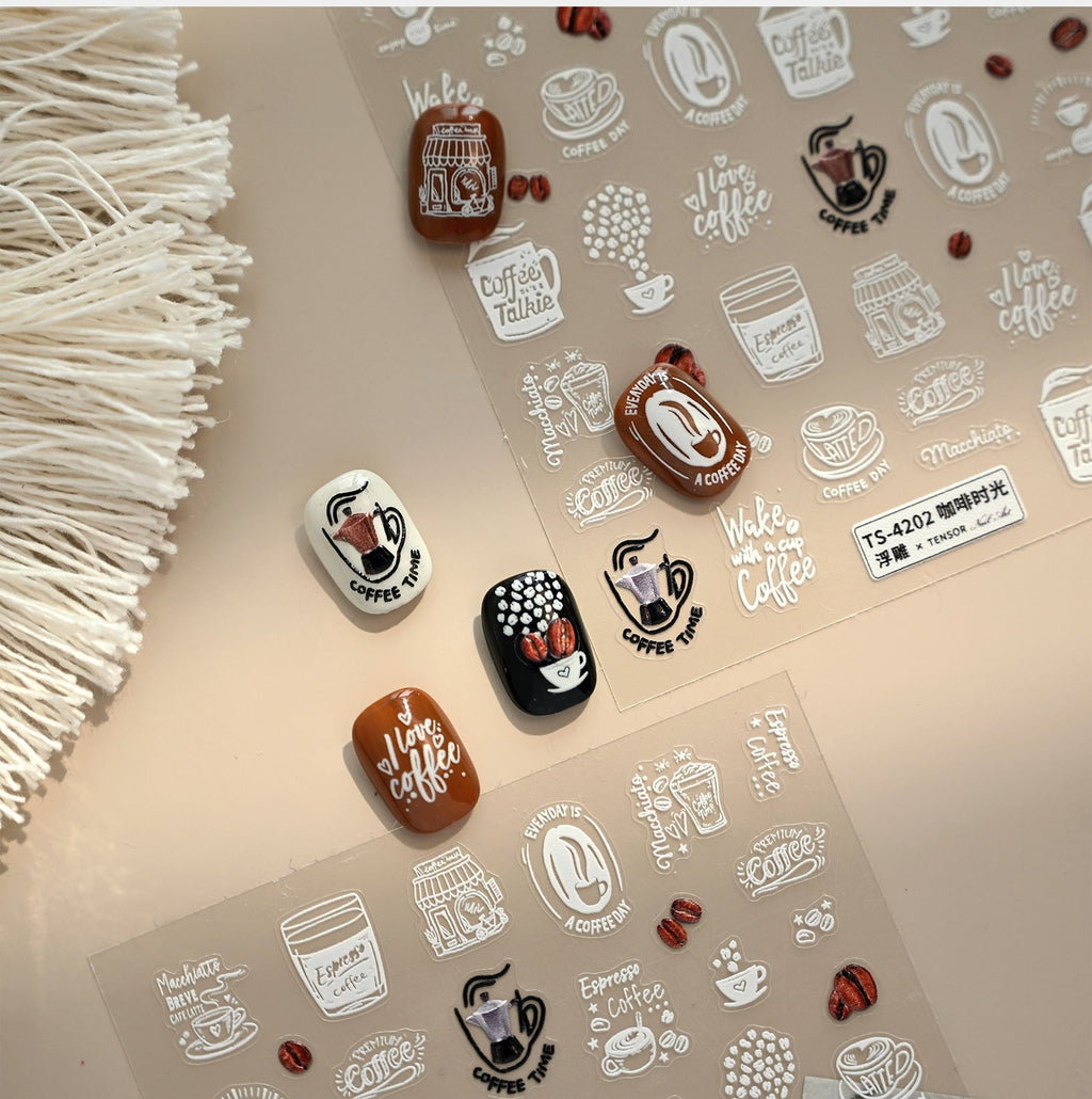LuLuFun Studio Coffee Time Nail Art Stickers – DIY Manicure Decals