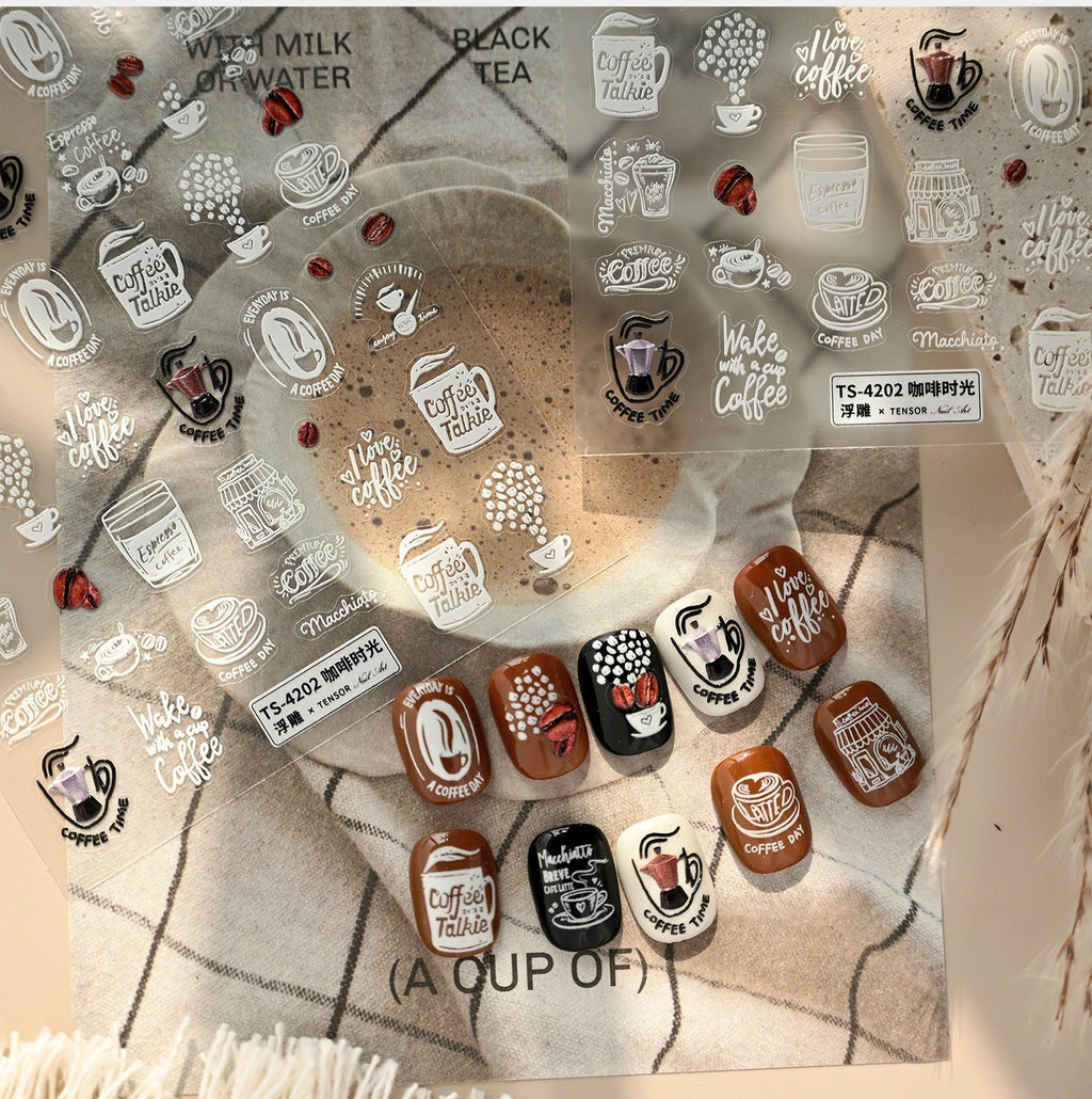 LuLuFun Studio Coffee Time Nail Art Stickers – DIY Manicure Decals