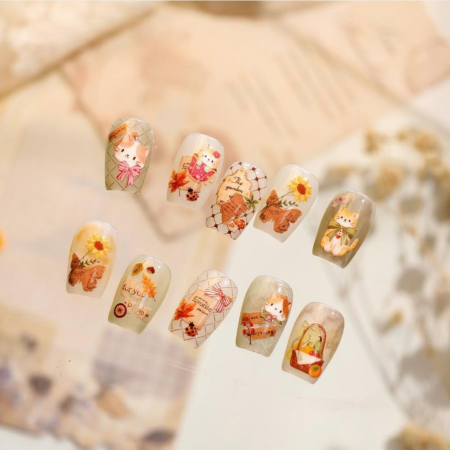 LuLuFun Studio Vintage Kitty Nail Deco Stickers – DIY Manicure Art Decals